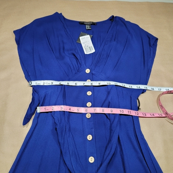 Forever 21 Size XS Indigo Blue Button Front Midi Dress, NEW with Tag - Picture 13 of 16